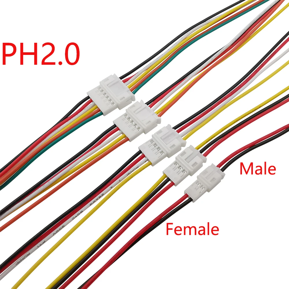 

2/5/10 пар Micro Mini JST PH 2,0 2P 3P 4P 5P 6 контактов Штекерный разъем кабеля 26AWG PH2.0MM Электрический провод