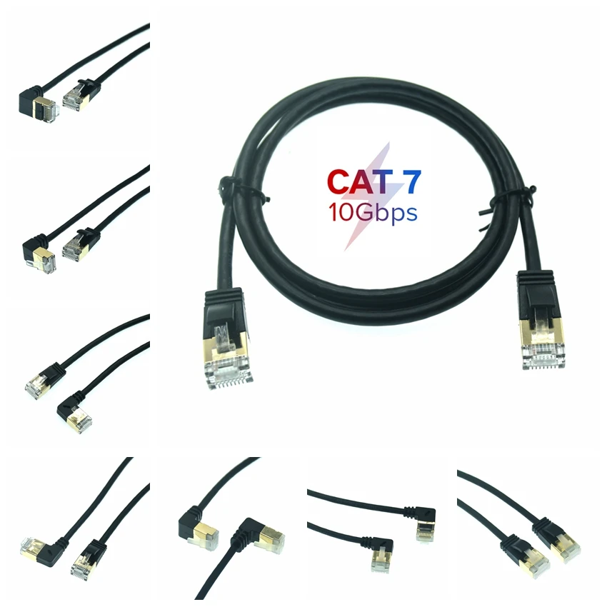 Ethernet-кабель 10 Гбит/с, RJ45, Cat7, сетевой кабель UTP RJ45 для совместимого патч-корда Cat6, прямой угол 90 градусов, 3 м, 0,5 м, 1 м