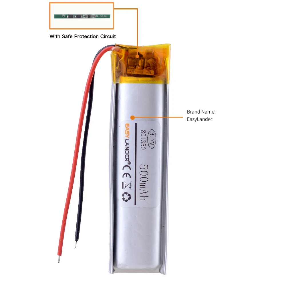 801350 3.7V 500mAh litowo-jonowy akumulator polimerowy do GPS DVR mp3 dvd bluetooth inteligentny zegarek 751350 801219