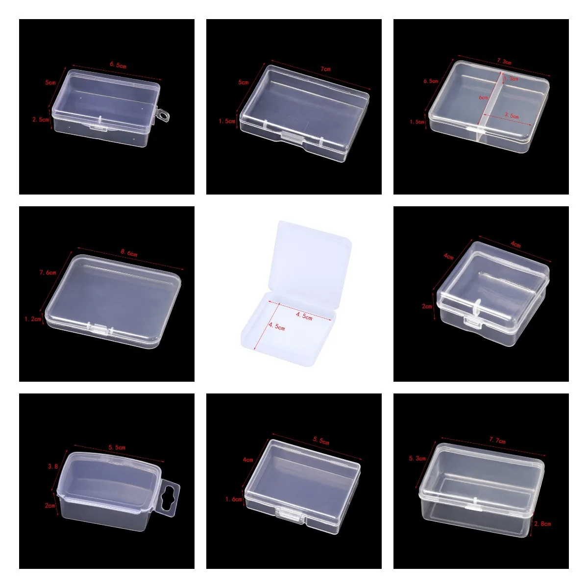 6PCS Clear Lidded Small Plastic Box For Trifles Parts Tools Storage Box Jewelry Display Box Screw Case Beads Container