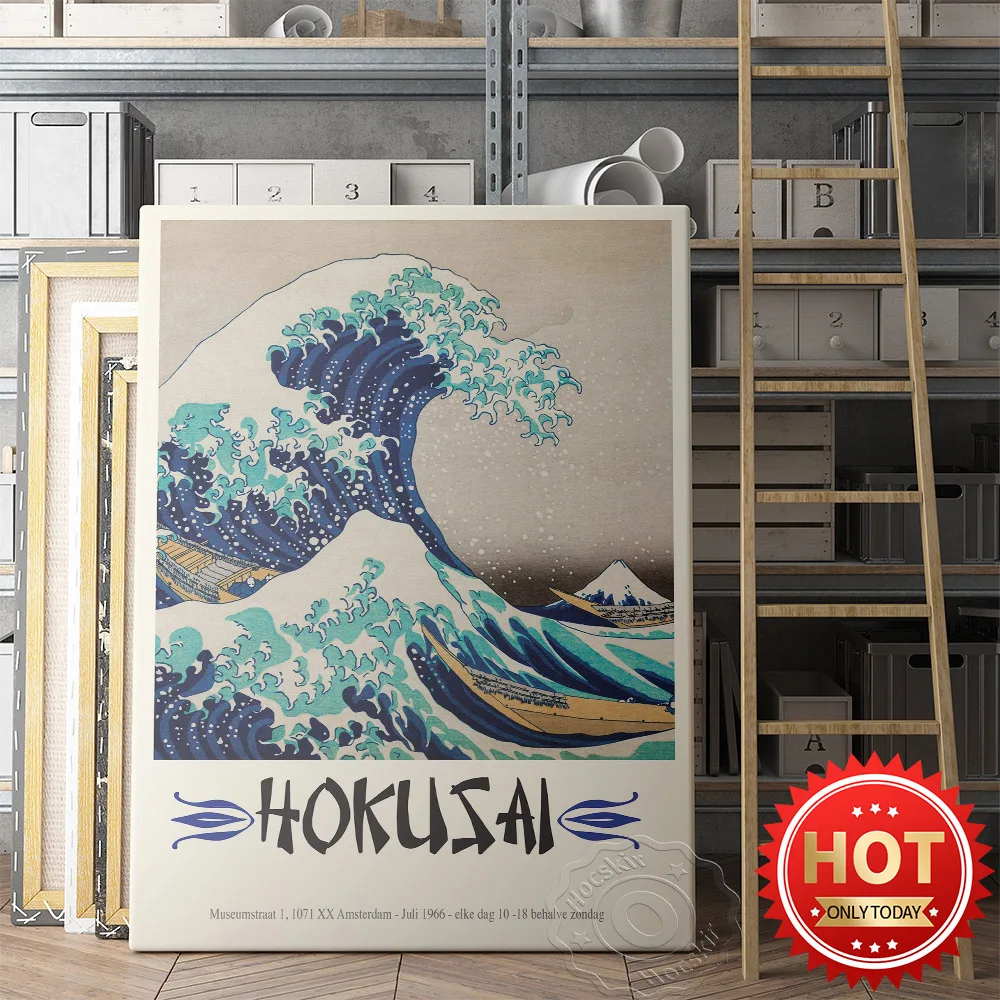 Katsushika Hokusai Exhibition Museum Poster, Japanese Ukiyoe Wall Picture, Katsushika Prints Poster, Sea Wave Retro Art Poster