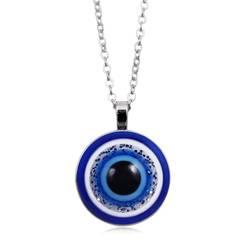 2022 Fashion Dome Glass Blue Eye Pendant Necklace Turkey Evil Blue Eye Men's and Women's Necklace Bijoux Statement Necklace