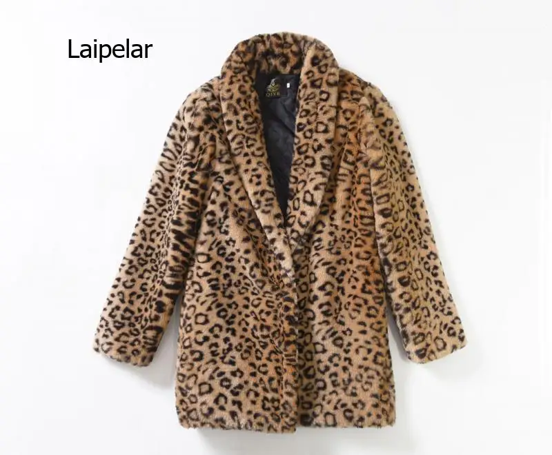 Women Faux Fur Leopard Coat Luxury Warm Plush Jacket High Quality Outwear Winter Fashion Novelty