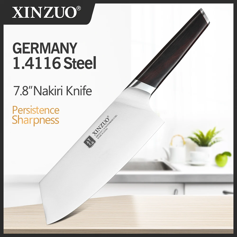 XINZUO 7.8 Inch Slicing Knife Kitchen Chef Knives Stainless Steel Forged Meat Cleaver Nakirir Chopping Knife with Ebony Handle