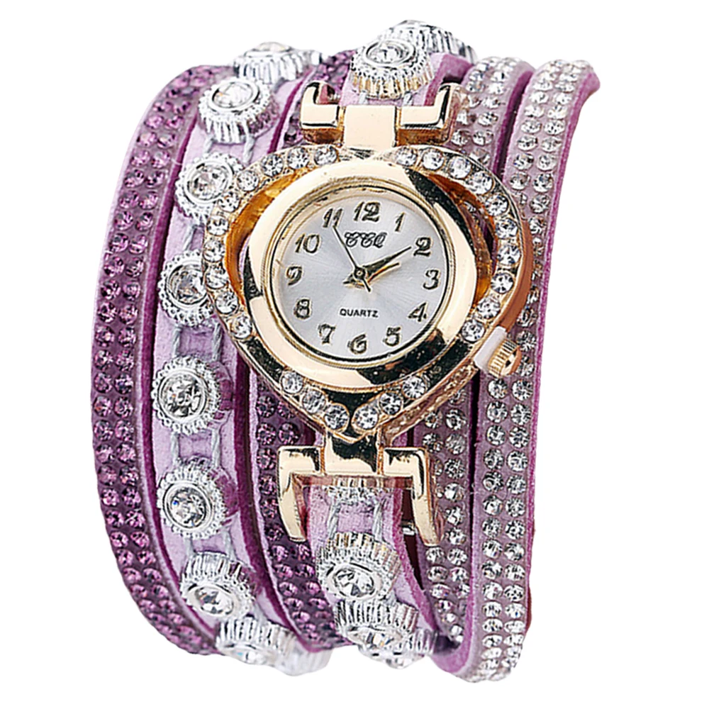 Frauen Luxus Strass Armband Armbanduhr Damen Multilayer Analog Uhr