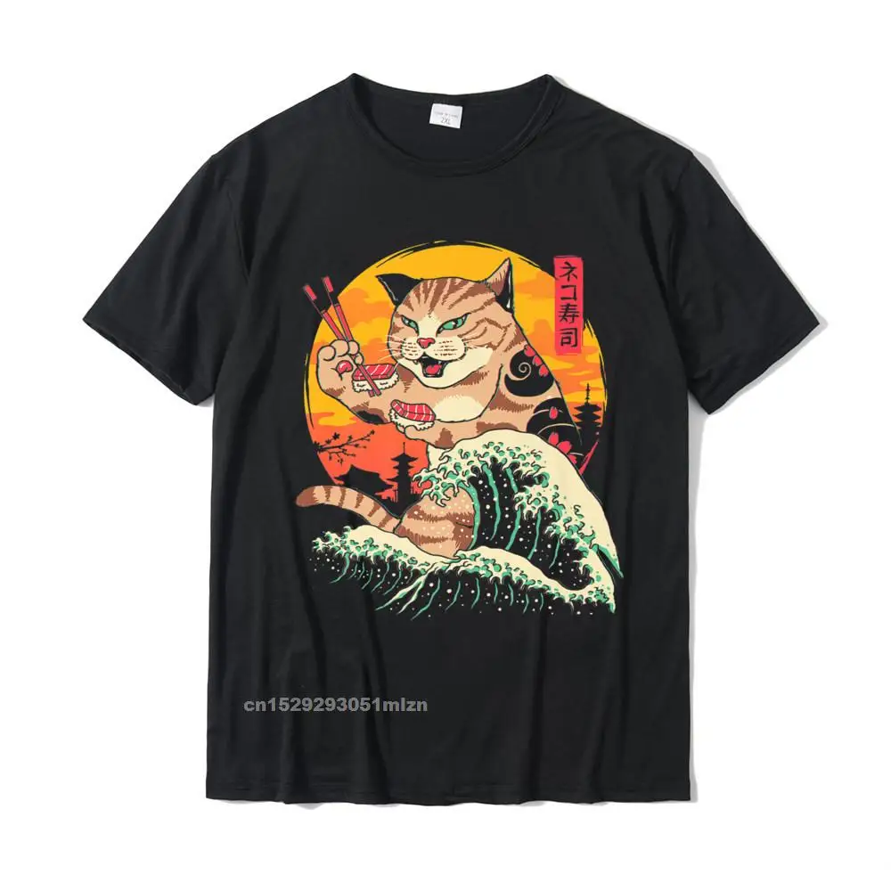 Neko Sushi Wave T-Shirt Premium T-Shirt Youth Rife Slim Fit Tops Shirt Cotton Top T-Shirts Geek