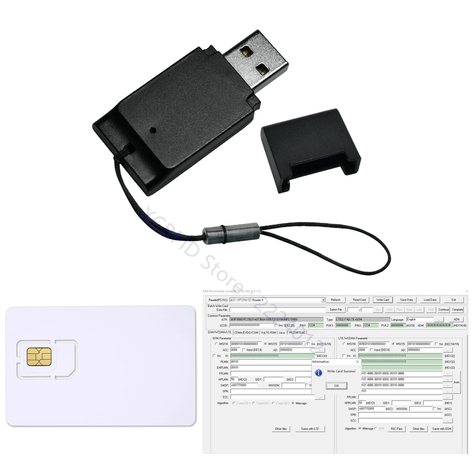 PocketMate USB PC/SC CCID Smart Card Reader Writer w/ SIM-Sized Card Slot Support SIM Card ,CPU, JCOP Card +SIM Personalize Tool