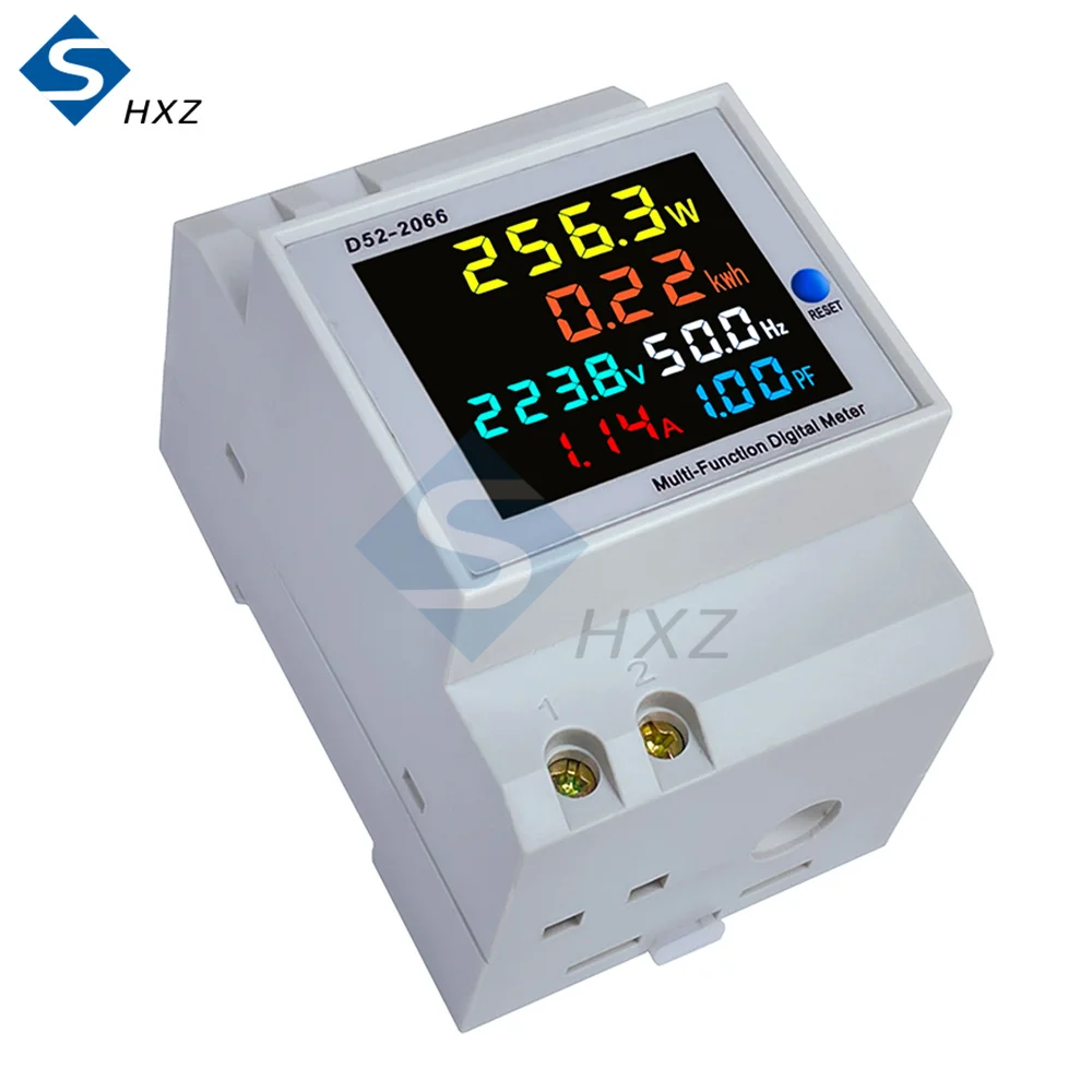 6 IN1 Din Rail AC Monitor 110V 220V 380V 100A Voltage Current Power Factor Active KWH Electric energy Frequency Meter VOLT AMP