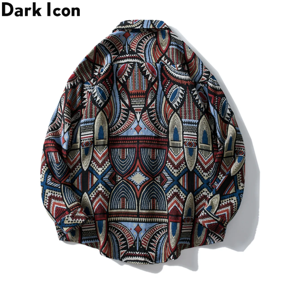 Dark Icon Embroidery Thick Shirt Men Turn-down Men's Shirts Autumn Shirt Jacket Man