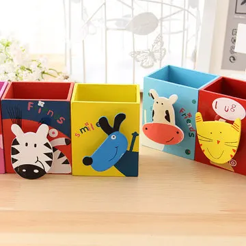 2pcs cartoon animal cute wood multi-functional with photo clip creative square wooden pen barrel wholesale student pen barrel