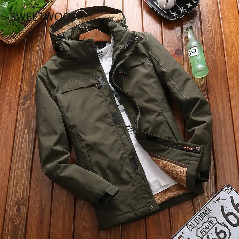 

Men's Tactical Outdoor Mountaineering Suit Military Jacket XL Casual Warm Jacket with Hood Winter Fashion 2021