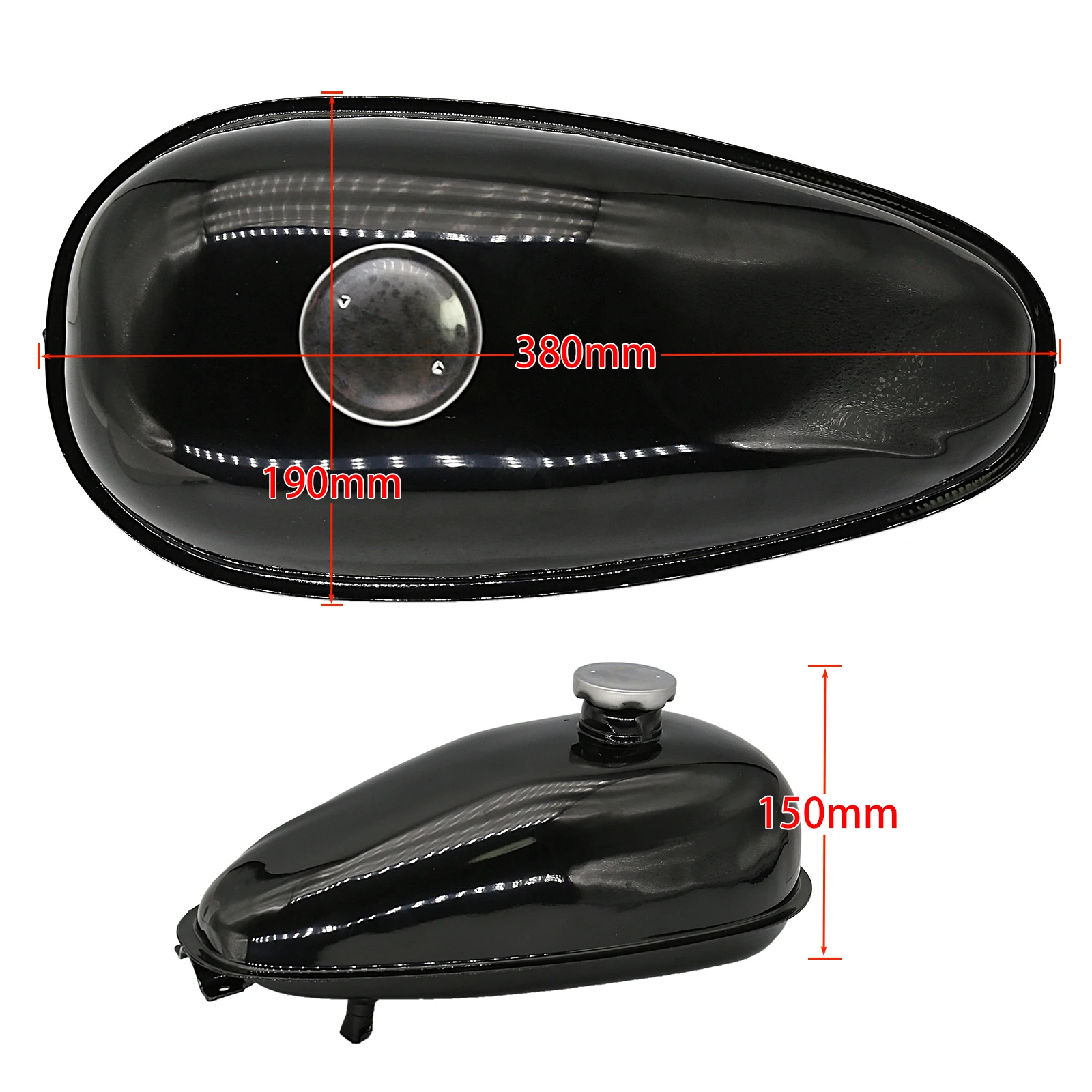 Pouvoir 4L Replacement Gas Fuel Petrol Tank Fit 49cc 60cc 80cc Motorized Bicycle Bike Petrol Tank+ Fuel Tank Cap+ Cap Switch