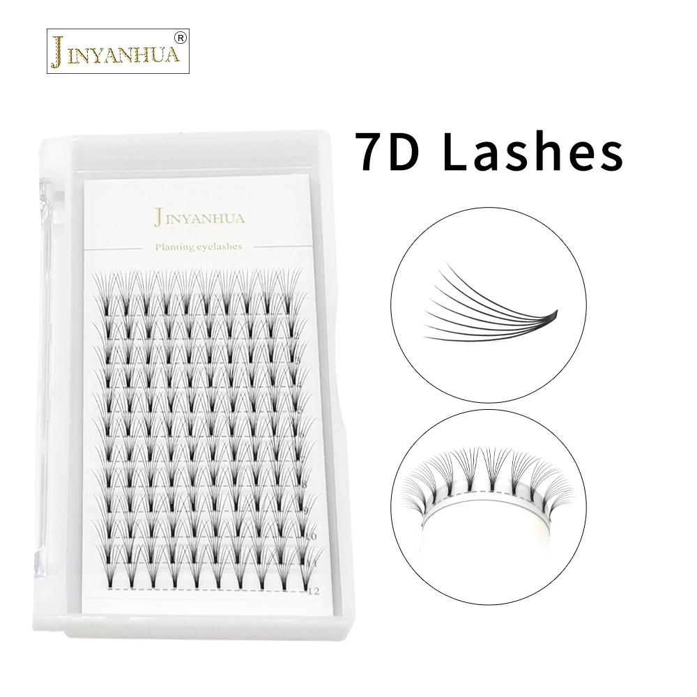 JINYANHUA NEW Short Stem 6D/7D/8D Russian Volume Eyelashes Extension Pre Made Fans 0.07mm Mink Lash Eyelash Individual Extension