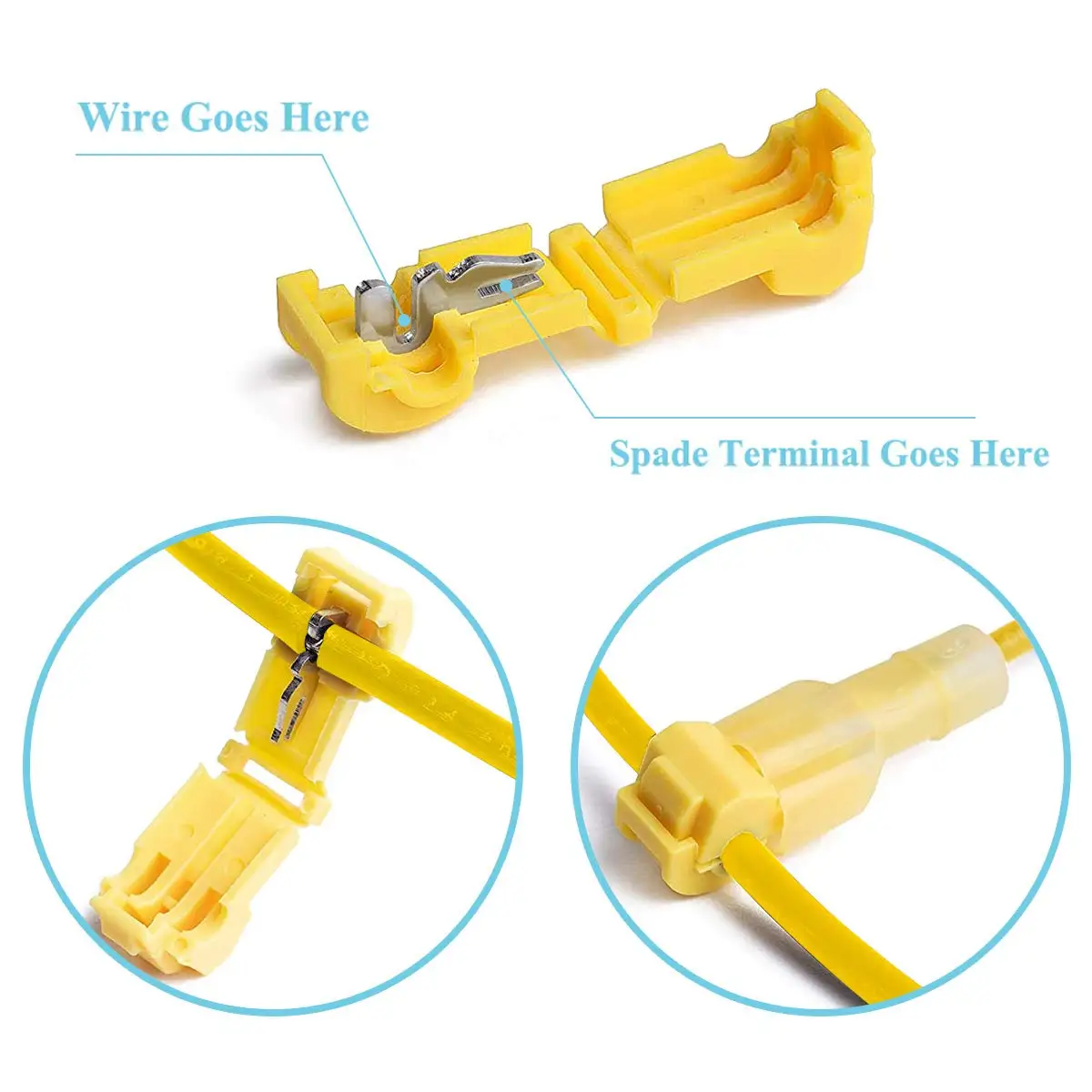 T-Tap Wire Connectors Self-Stripping Splice Electrical Terminals and Nylon Insulated Male Quick Disconnect Spade Terminals Kit