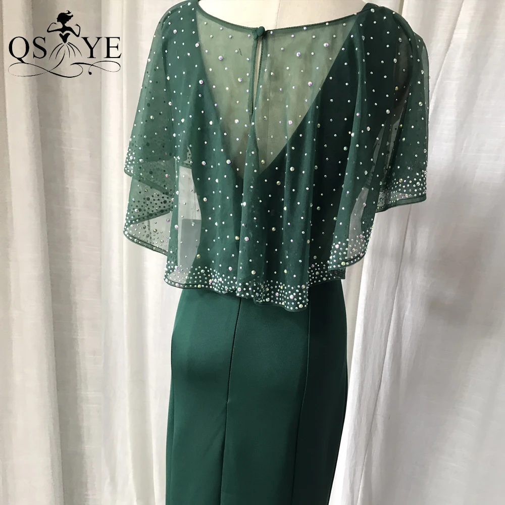 Vestidos de Noche de Esmeralda para mujer, chaqueta de sirena, chal de cuentas de taladro en caliente, vestido de fiesta, largo, elástico, verde, Formal, celebridad