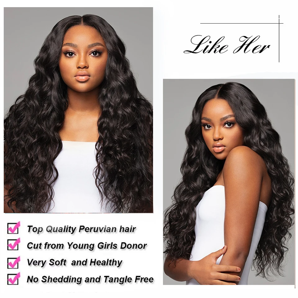 Beaufox Body Wave Bundles With Closure Peruvian Human Hair 3/4 Bundles With Closure Wavy Hair Weave Bundles With Lace Closure