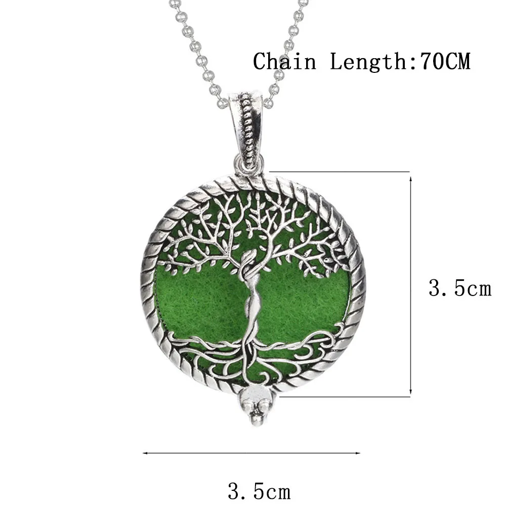 Tree of Life Aroma Diffuser Necklace Perfume Essential Oil Diffuser Aromatherapy Locket Pendant Necklace Fashion Jewelry
