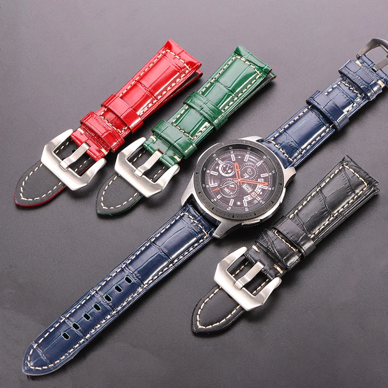 Genuine Leather Crocodile Pattern Watch Strap for Panerai 20mm 22mm 24mm 7 Colors Thick Watchband Belt Accessories