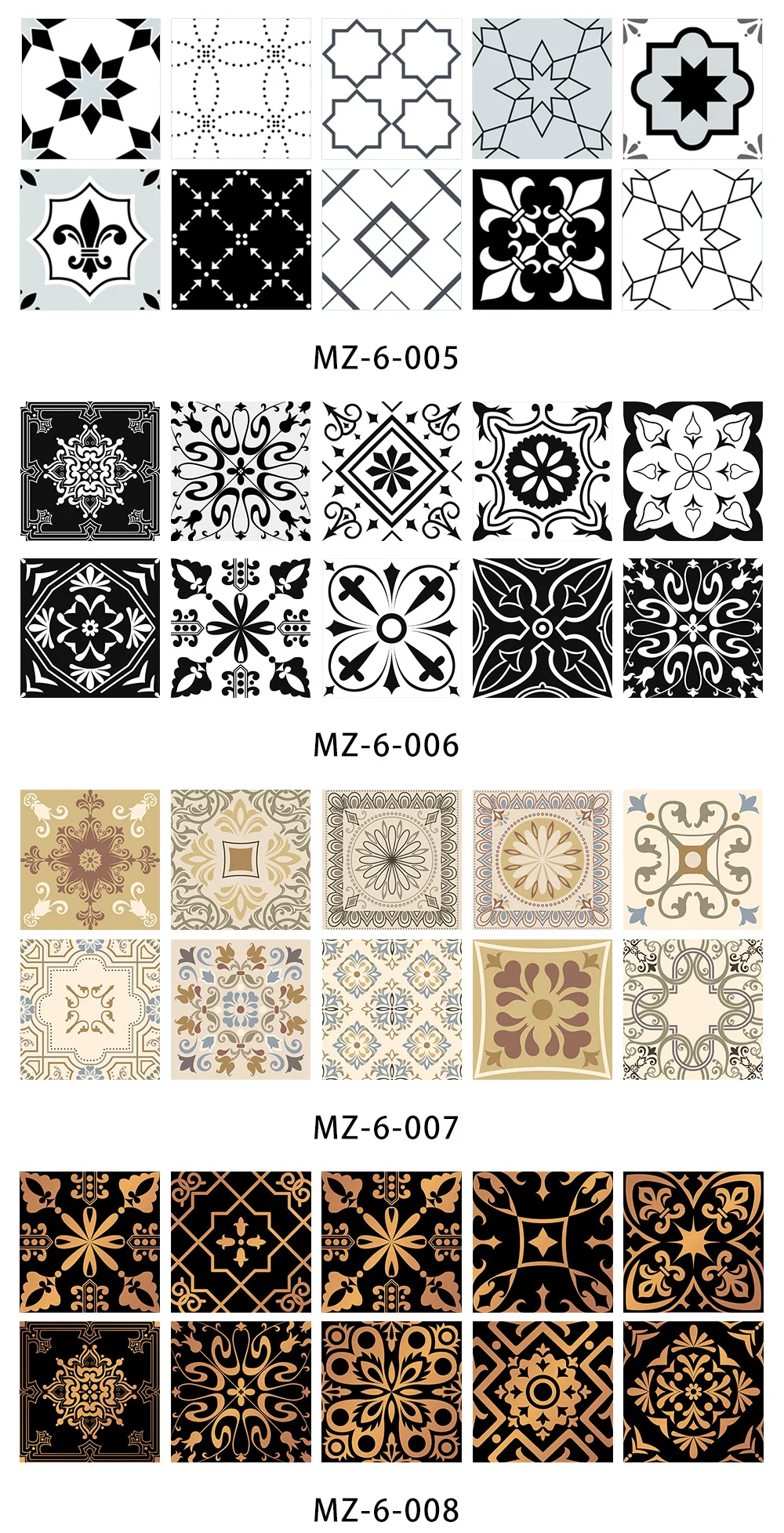 10/15/20cm Mandala Style Matte Surface Tile Sticker Peel & Stick Decoration Film For Tiles /Ground in Kitchen Wardrobe Wallpaper