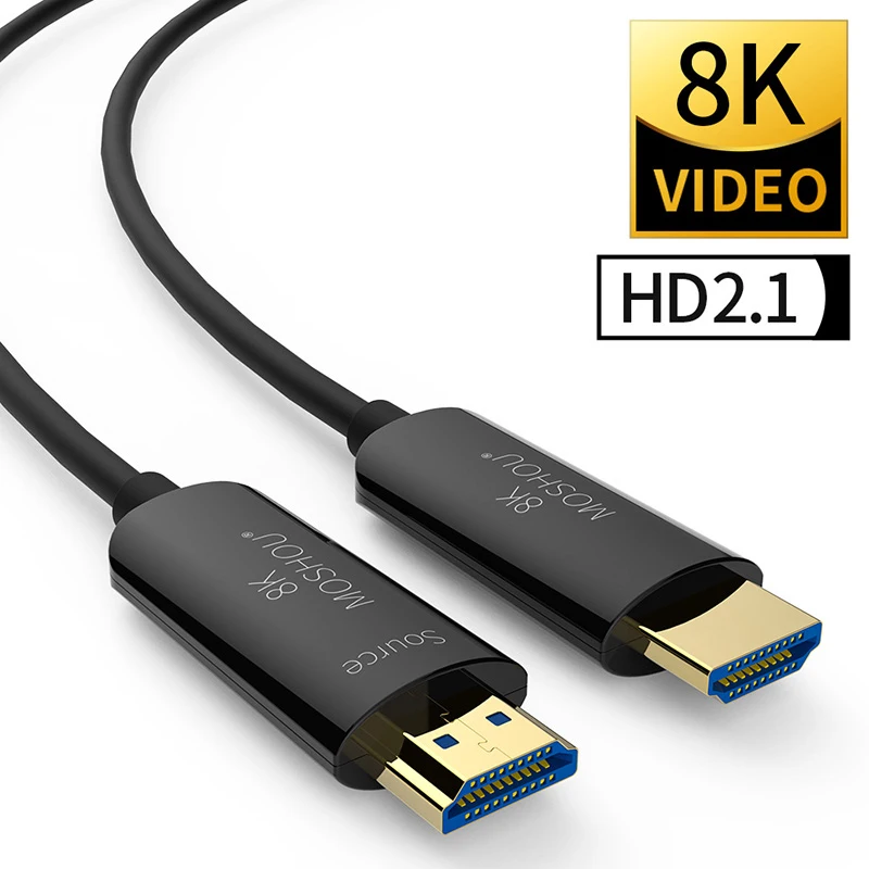 MOSHOU z wejściem HDMI, 2.1 kabel z włókna optycznego Ultra HD (UHD) 120Hz 48Gbs z Audio wideo dla 8K tv HDMI-kompatybilny 8k kable