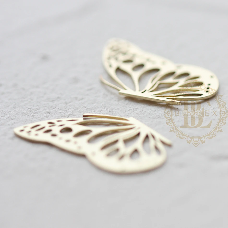 2 Pieces Solid Raw Brass Double Sided Charm - Butterfly - 26*18mm (4611C)