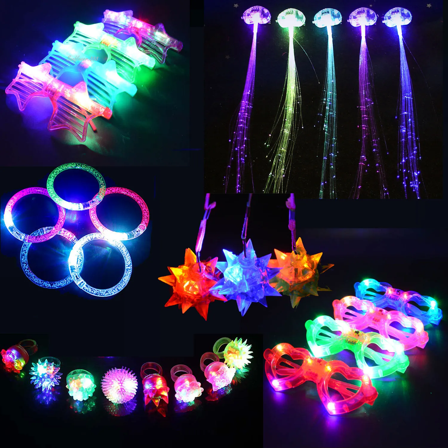 29pcs Light Glow Party Favor Toy Set Pack Accessories Flashing Rings Bubble Bracelets Glasses Kis Birthday Gift Wedding Festival