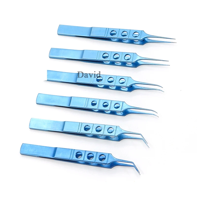 12 Designs Micros Stainless Steel Titanium Alloy 11CM Dovetailed Straight/bend Head Tweezers Platforms Ophthalmic Forceps