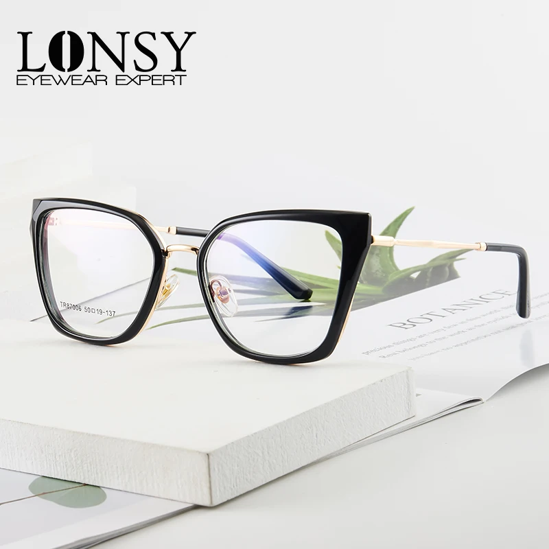 LONSY New Fashion Square Reading Glasses Women Anti Blue Light High Quality Cat Eye Presbyopia Woman Big Oversize Clear Eyewear