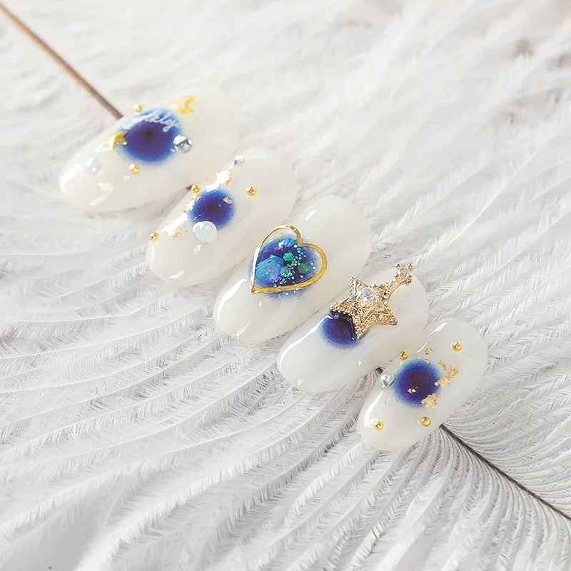 1 قطعة الأزرق البرتقالي النقاط الملونة تصميم ثلاثية الأبعاد ذاتية اللصق الغراء الخلفي ملصق مائي المنزلق لتقوم بها بنفسك نصائح الديكور ملصقات الأظافر MGM-04 05