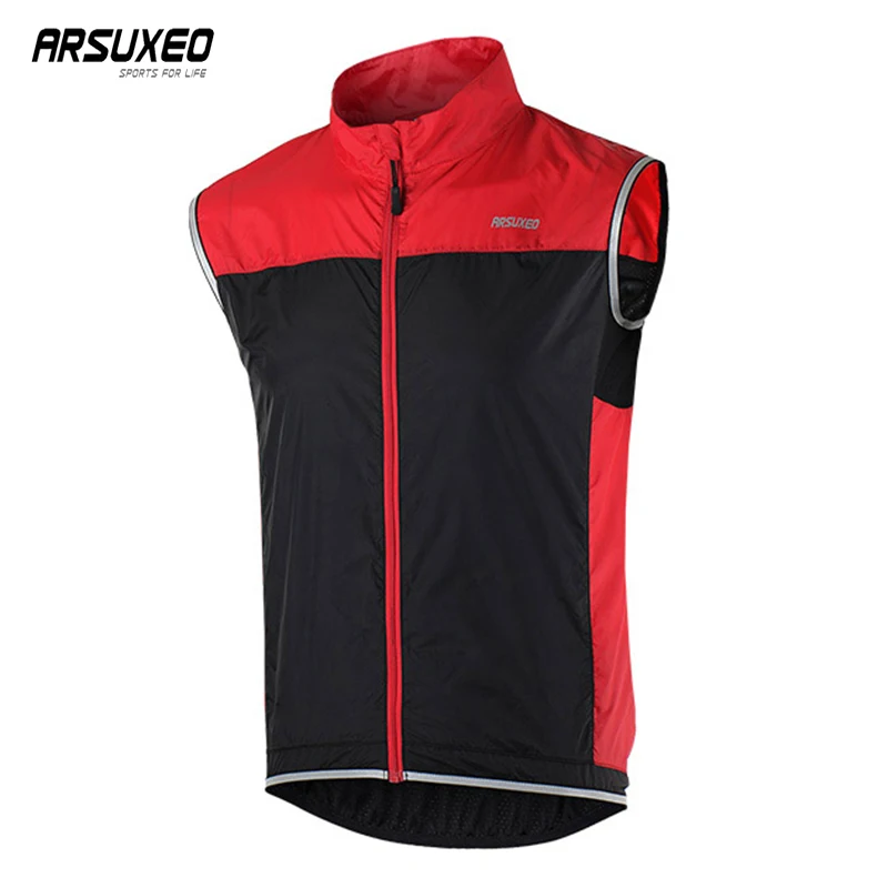 ARSUXEO Cycling Vest Man Bike Clothes Quick Dry Reflective Vest With Pocket MTB Vest Breathable Running Vest