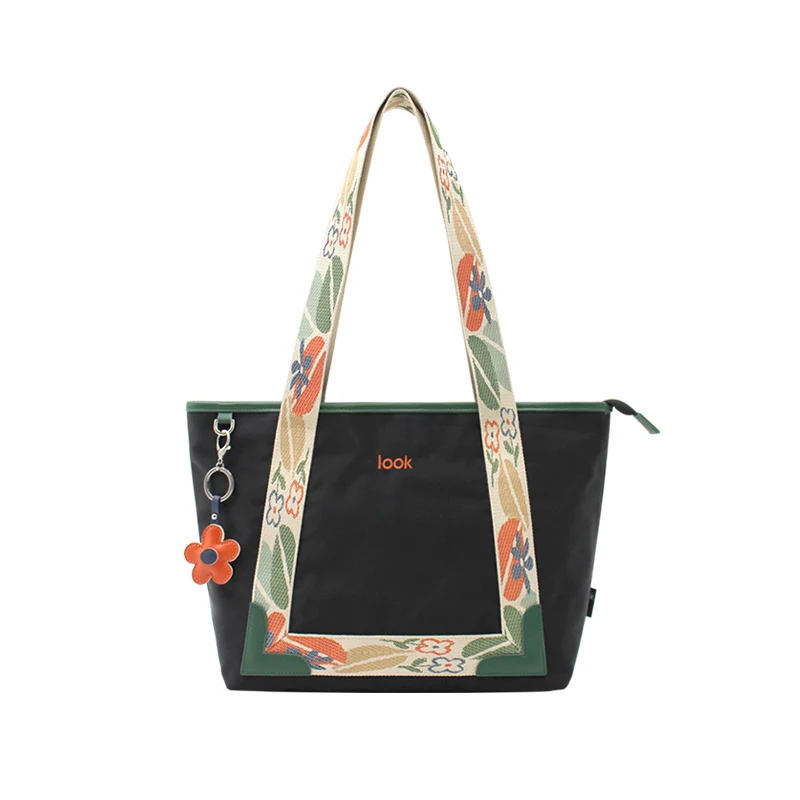 flower princess look bolsa de ombro de grande capacidade para mulheres lona leve nylon bolsa feminina bolsa casual novo 2024 01