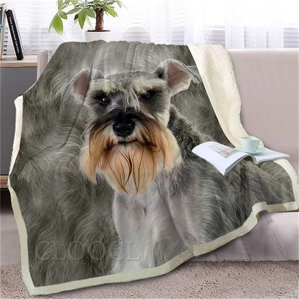 HX Newfoundland Blankets 3D Graphic Animal Dogs Pets Double Layar Blanket Pets Printed Plush Quilt Office Nap Car Blanket