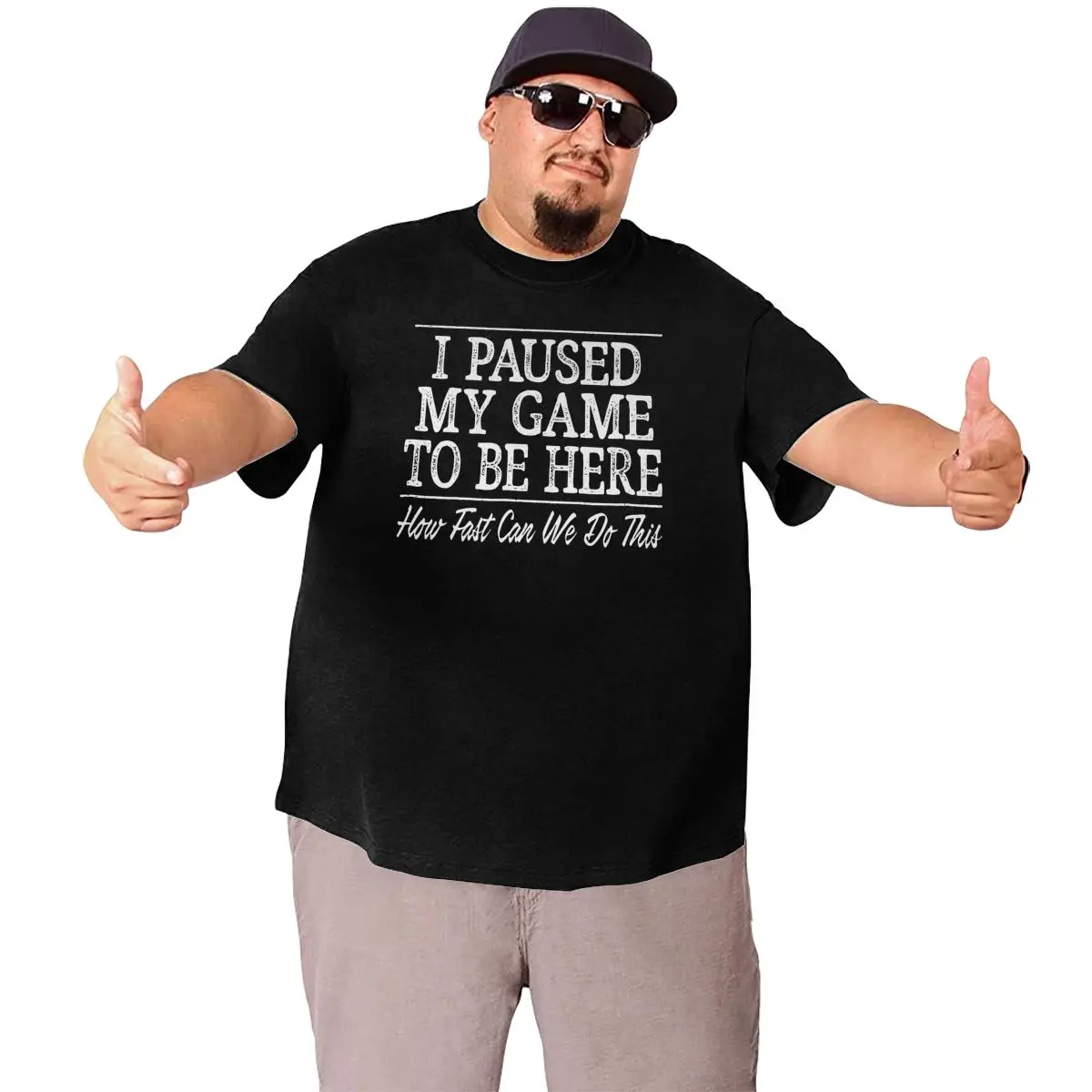 I Paused My Game To Be Here T Shirts Men Funny T-Shirts Gaming Gamer Big Tall Tees Short Sleeve Tops Oversized 4XL 5XL 6XL