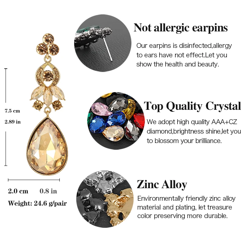 Veyofun Classic Cystal Drop Earrings Wedding Dangle Earrings Fashion Jewelry for Women Gift Wholesale