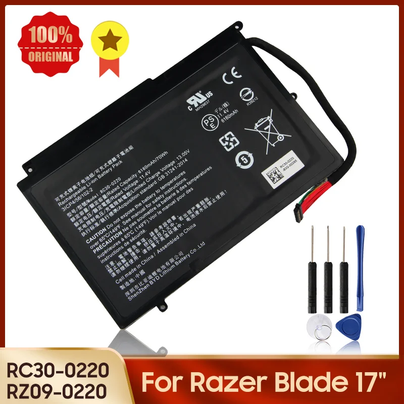 

Battery RC30-0220 RZ09-0220 For Razer Blade Pro 17" 6160mAh New Battery 70Wh 13.05V