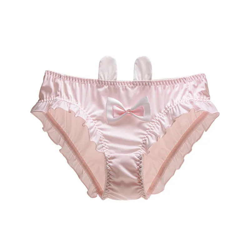 Rabbit Ears Three-Dimensional Women Underwear Milk Silk Ruffle Low Waist Girl Panties Japanese Style Cute Lovely Female Breifs