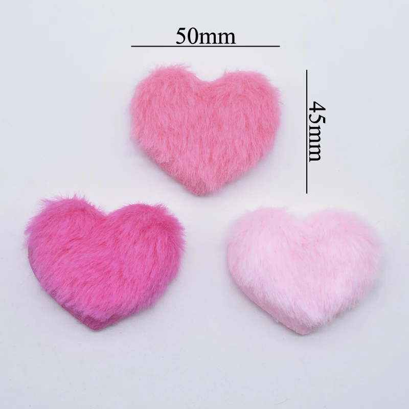 24Pcs 50*45mm Padded Soft Plush Heart Applique for DIY Clothes Hat Shoes Sewing Patches Gloves Headwear Hair Clips Bow Decor N16