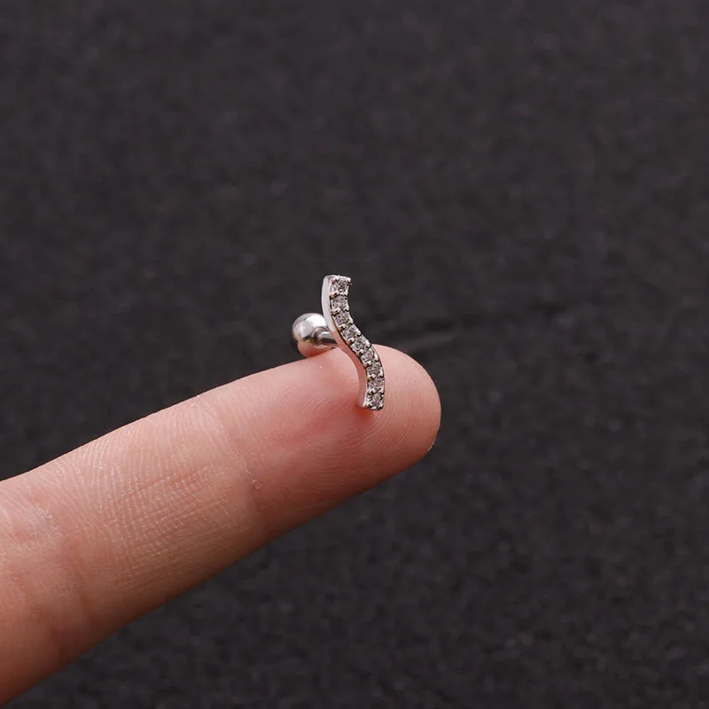 1 قطعة بسيطة صغيرة الزركون هندسية بار قرط الاذن المرصع لطيف مزدوج الوجهين المسمار الكرة الأذن الغضروف ثقب الكفة مجوهرات