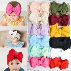 2020 Accessories Infant Baby Girl Boy Cute Bow Headband Newborn Solid Headwear Headdress Nylon Elastic Hair Band Gifts Props