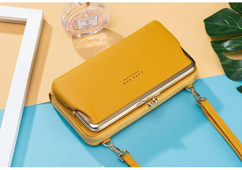 Women Mini Shoulder Bag Soft PU Leather Small Purse Long Money Wallet Mobile Phone Multifunction Credit Card Holder For Girls