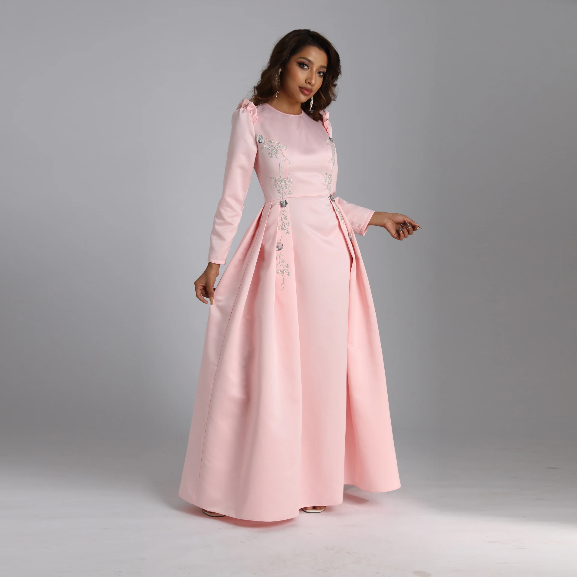 Novo vestido de baile de formatura de noite longa com lantejoulas bordado elegante moda feminina vestido muçulmano