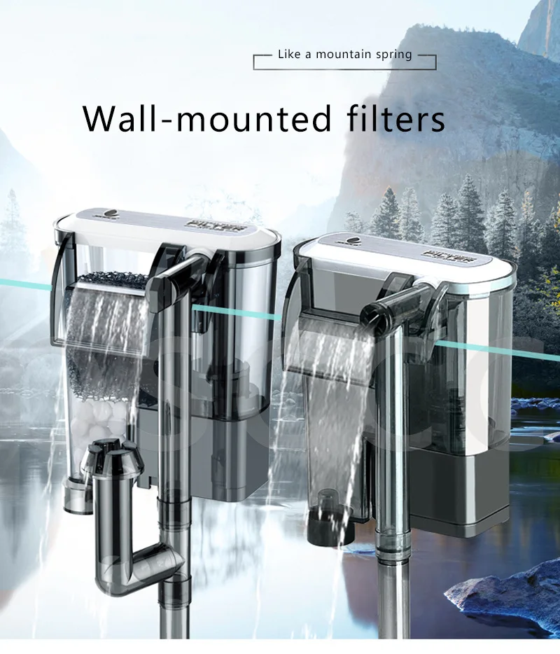 

Waterfall Aquarium Filter pump Tank External Filter Wall-mountable Oil Film Processing Protein Skimmer Aquarium Surface Skimmer