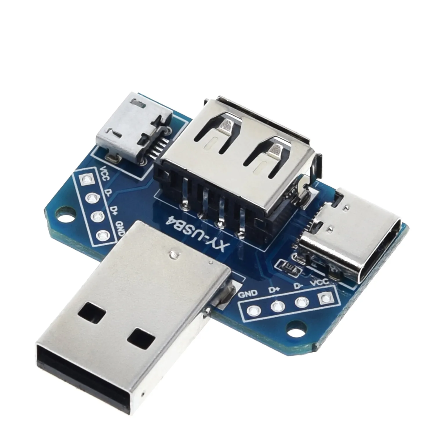 USB-Adapterplatine XY-USB4: USB-Stecker auf Typ-C-Mikro-USB-Buchse 2.54-4P Transfer-Testplatine – Detail 5