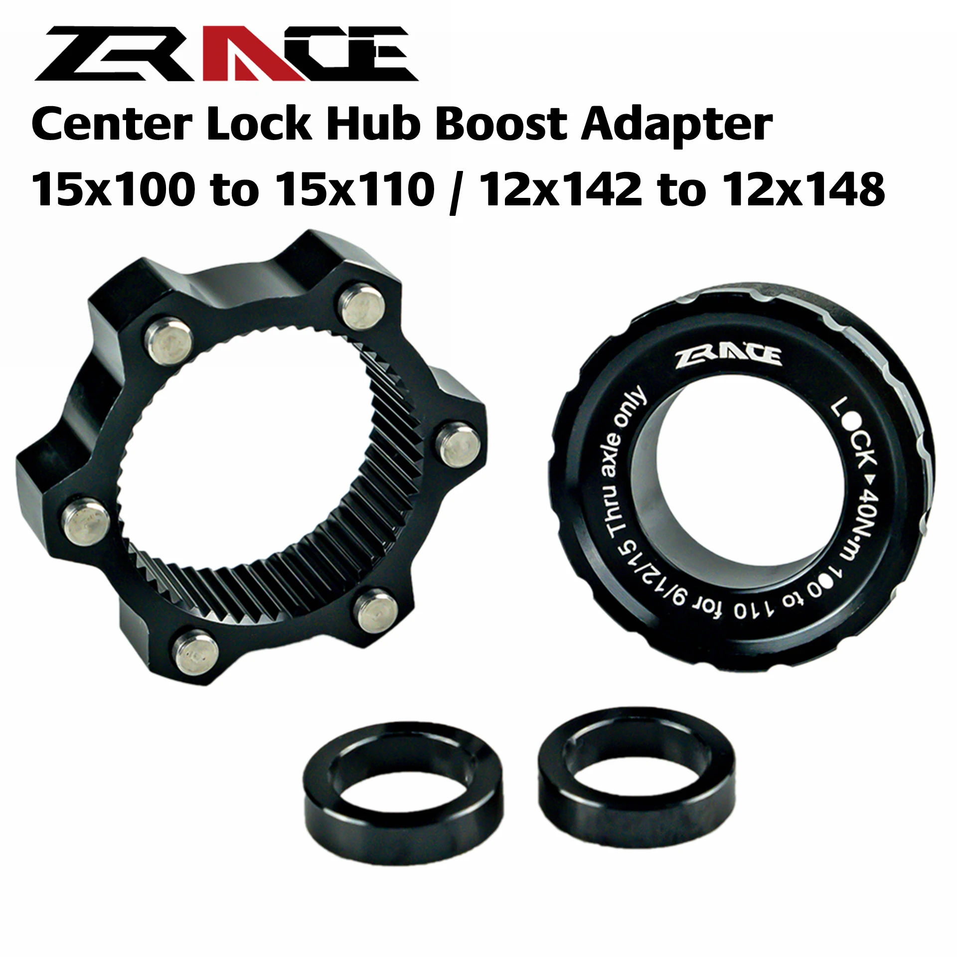 ZRACE Center Lock Hub Boost Adapter,Center-Lock für 6-Loch, 15x 100 zu 15x110, 12x142 zu 12x148,