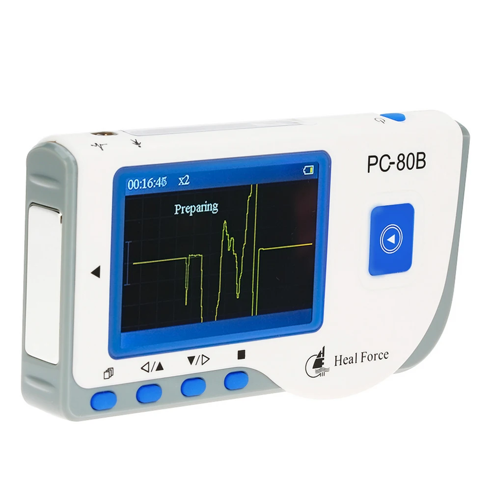 Heal Force PC-80B Household Heart Ecg Monitor Continuous Measuring With Cable & Pads Color Screen