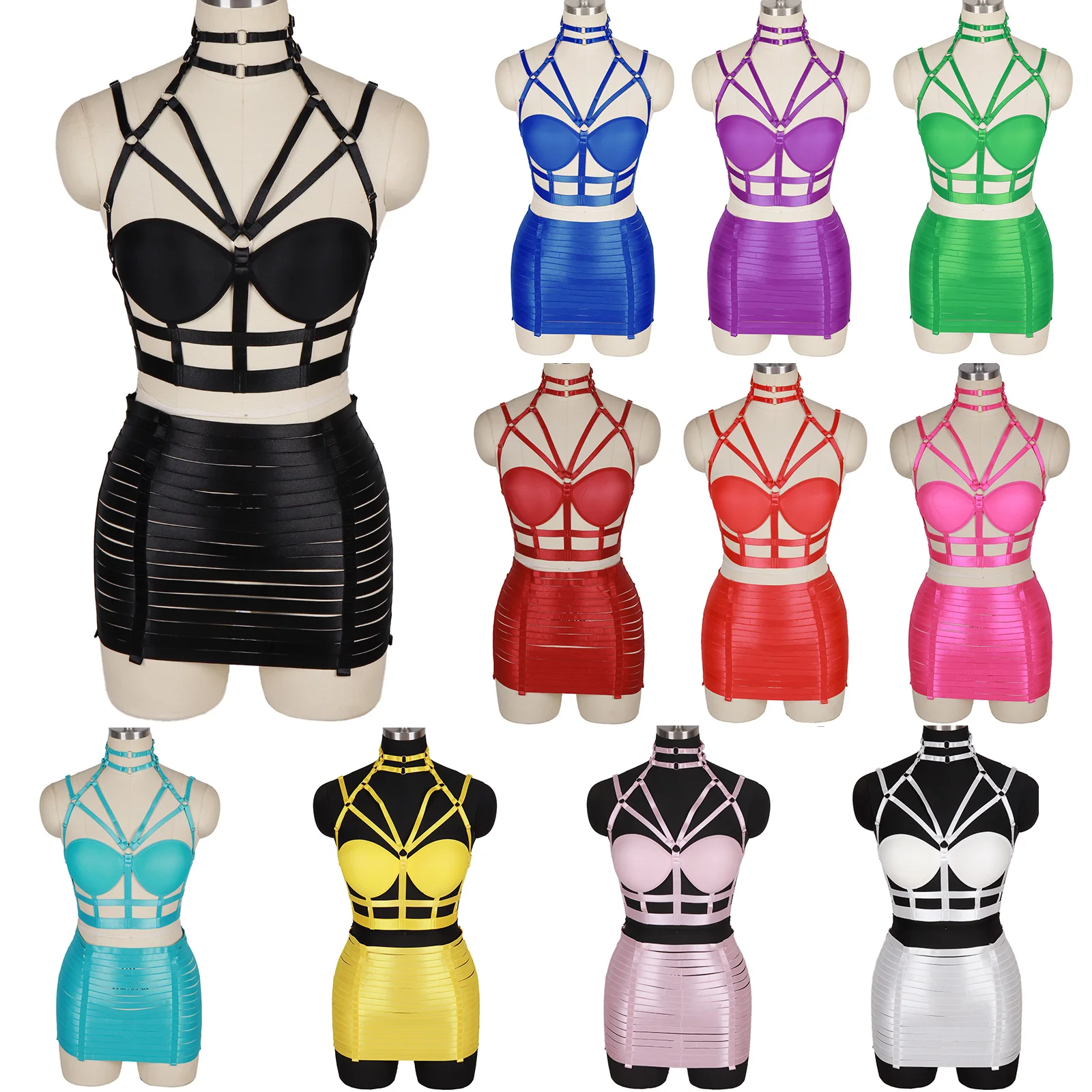 

Goth Harness Dress Full Body Harness For Women Rave Wear Harness Sexy Body Stockings Bondage Suspenders Erotic Lingerie