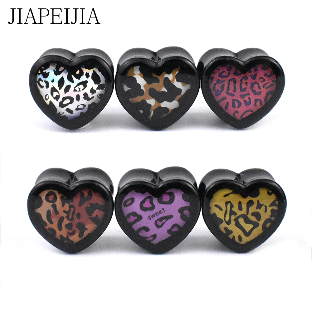 Sexy Leopard Print Acrylic Ear Gauges Tunnels and Plug Ear Expander Studs Stretching Body Piercing Jewelry 8-25mm