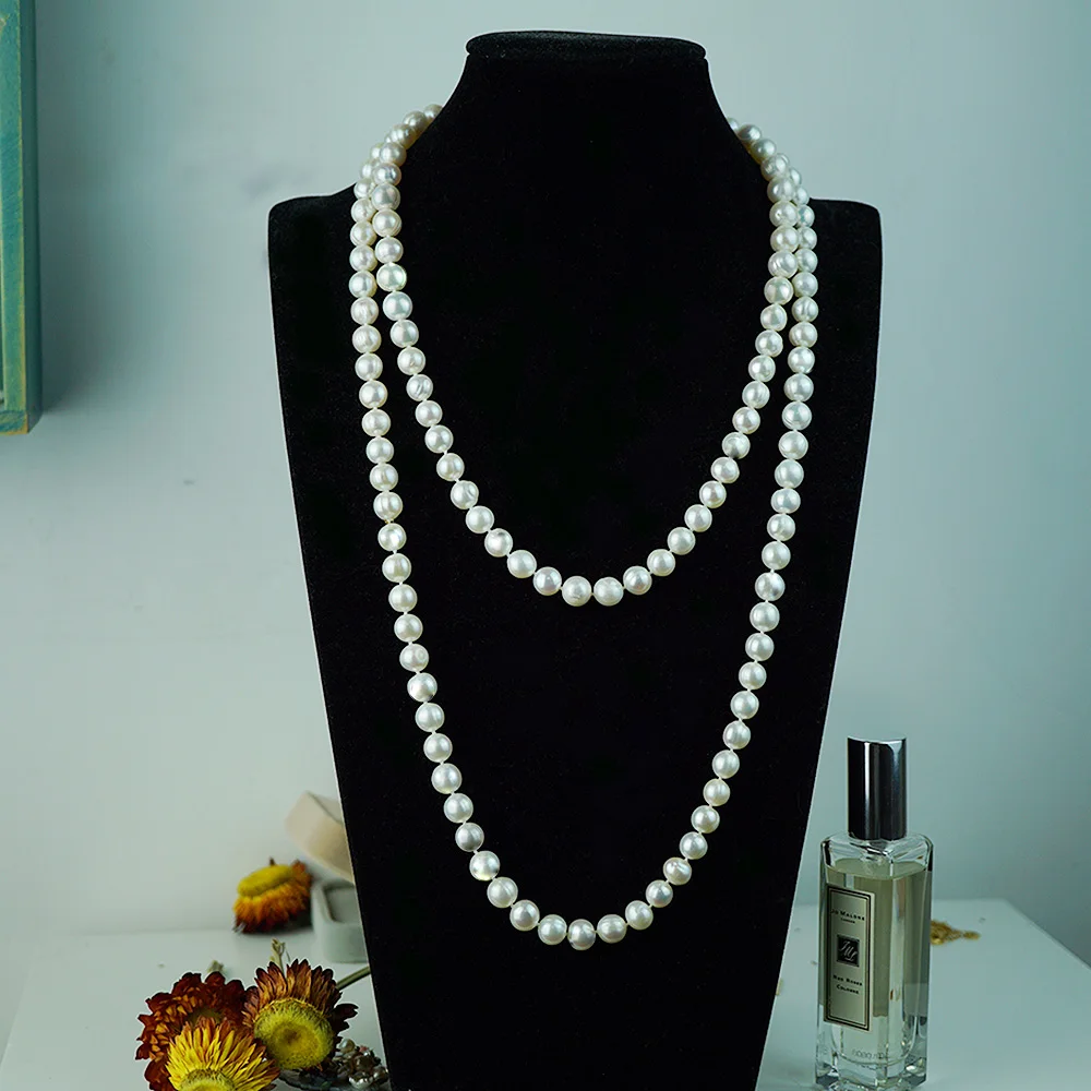 MADALENA SARARA 10.0mm-12.0mm Freshwater Pearl Natural White Long Type Women Necklace