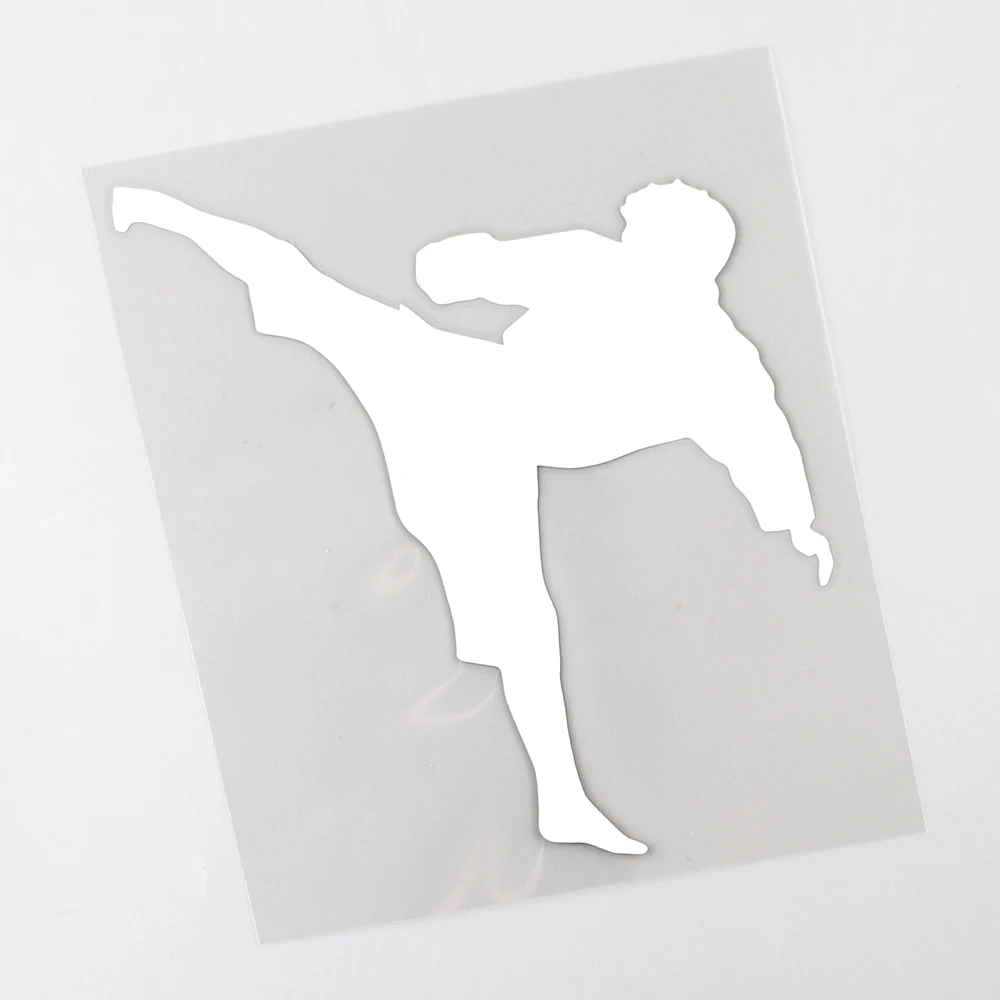 YJZT 12.1CMX14.3CM High Kick Karate Tae Kwon Decal Vinyl Car Sticker Black/Silver 8A-1139