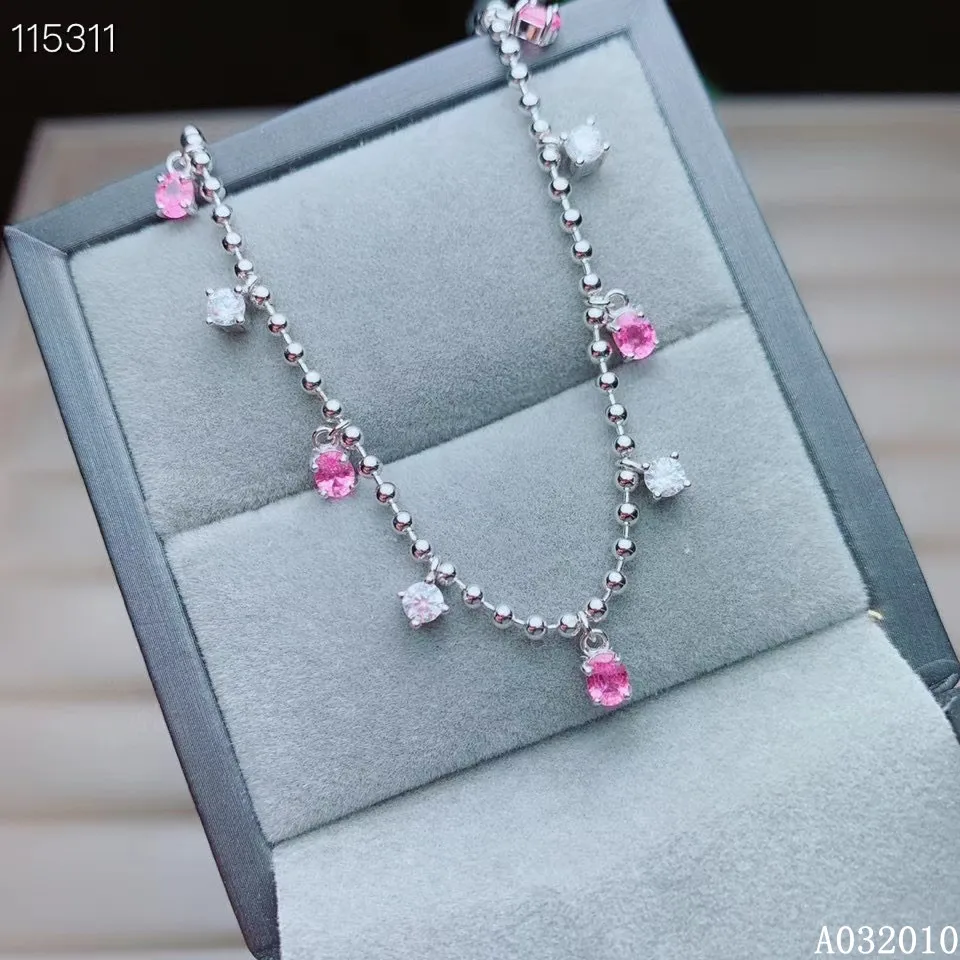 

KJJEAXCMY Fine Jewelry 925 Sterling Silver Natural Pink Sapphire Noble Girl New Hand braceletBridal Accessories Birthday Gift